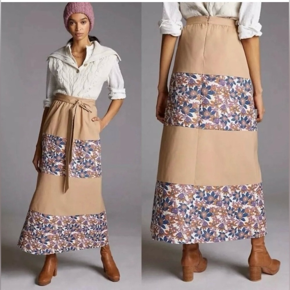 New Anthropologie x Sachin + Babi Jacquard Tiered Maxi Skirt